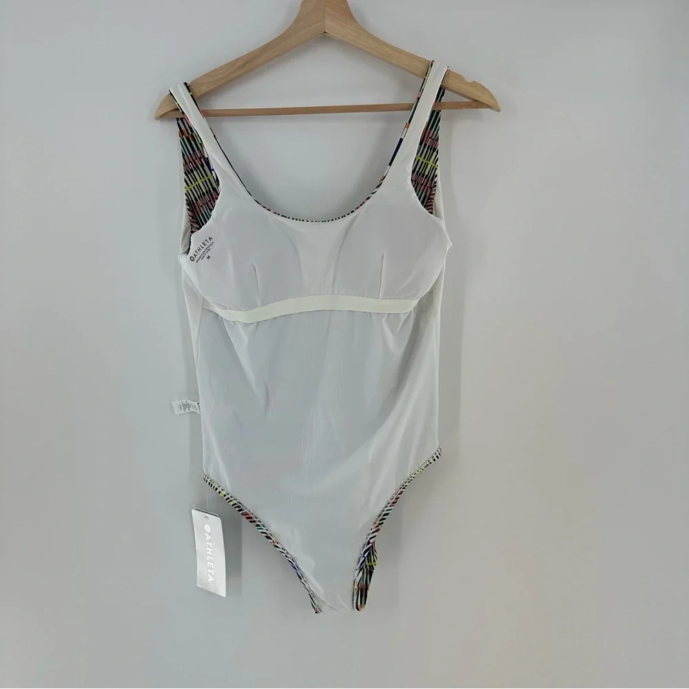 NWT Athleta QuickDri Prismatic Scoop One-Piece Multi Color Swimsuit Size Medium - Picture 5 of 10